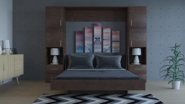 A bedroom featuring a wall bed